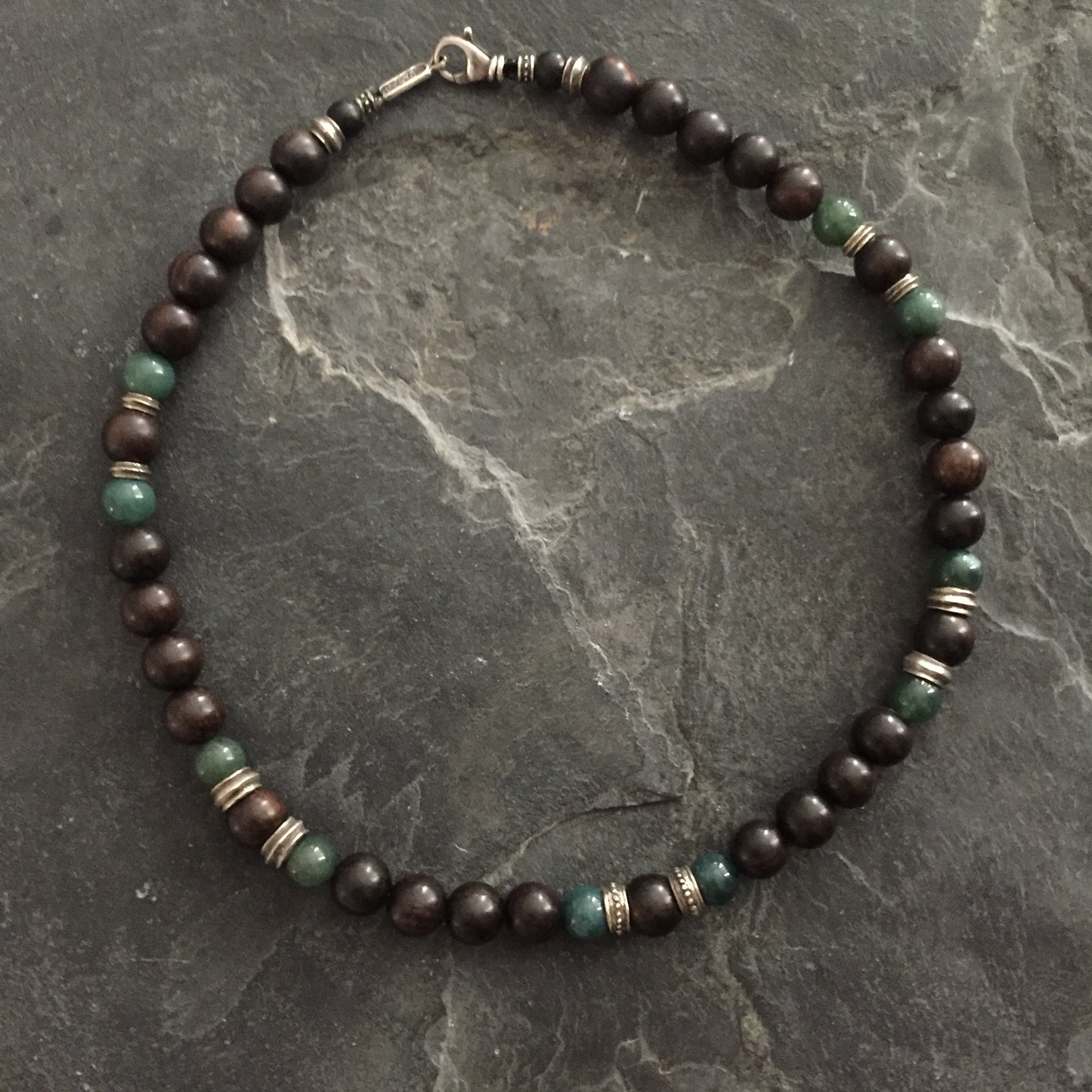 Necklace - Green Agate and Ebony