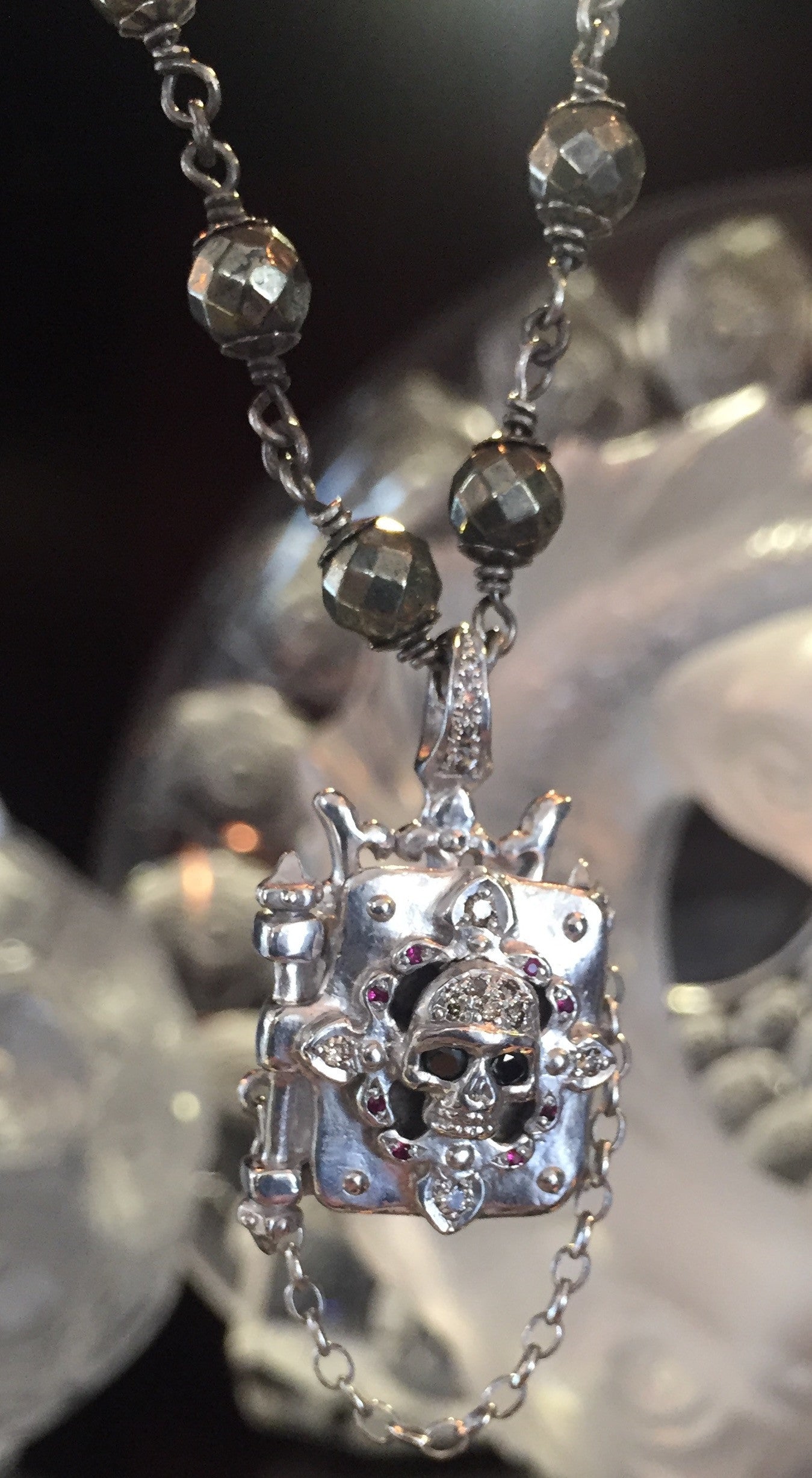 Necklace - Secret Skull Locket and diamonds