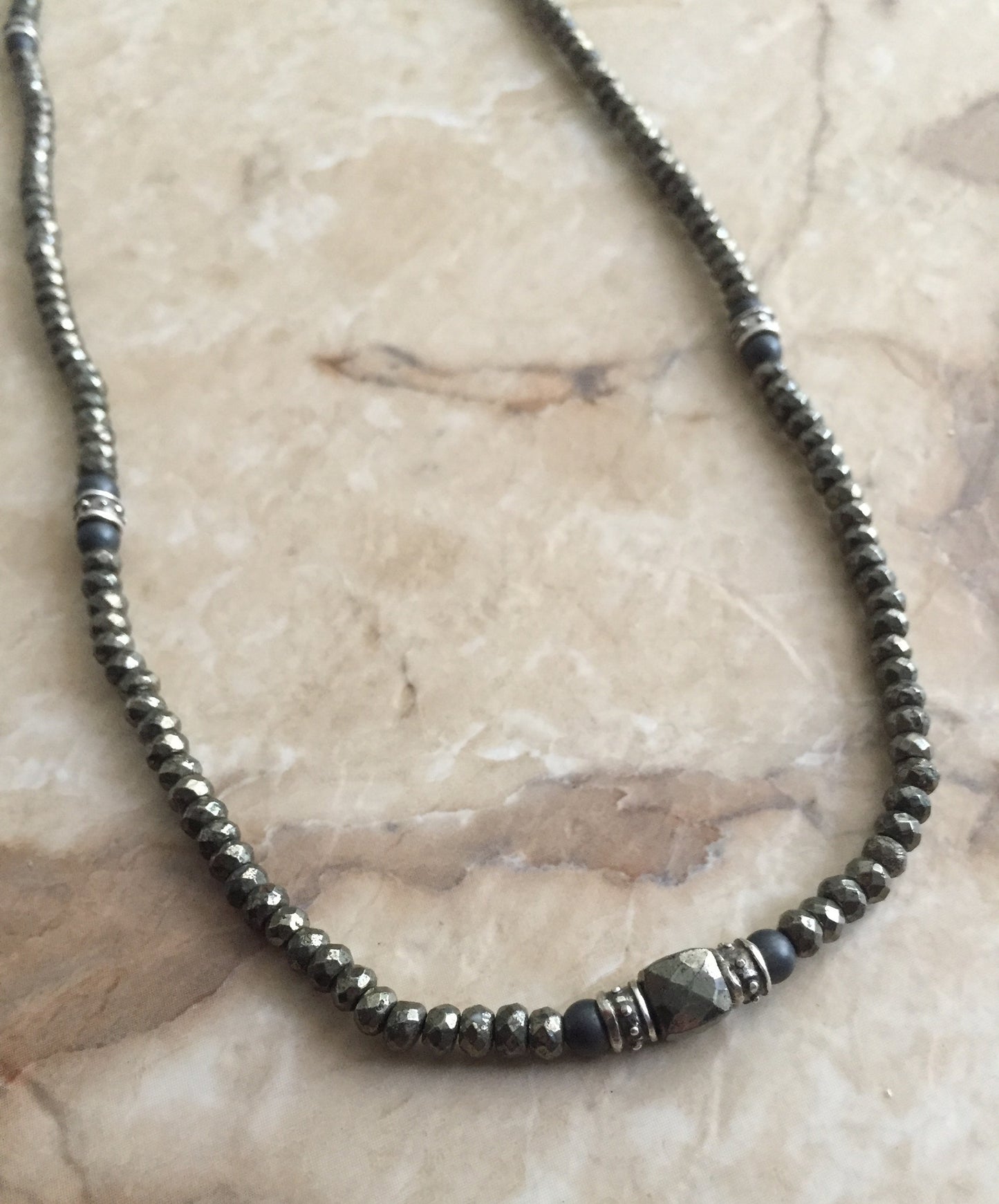 Pyrite Necklace & Silver Roundels by Roman paul