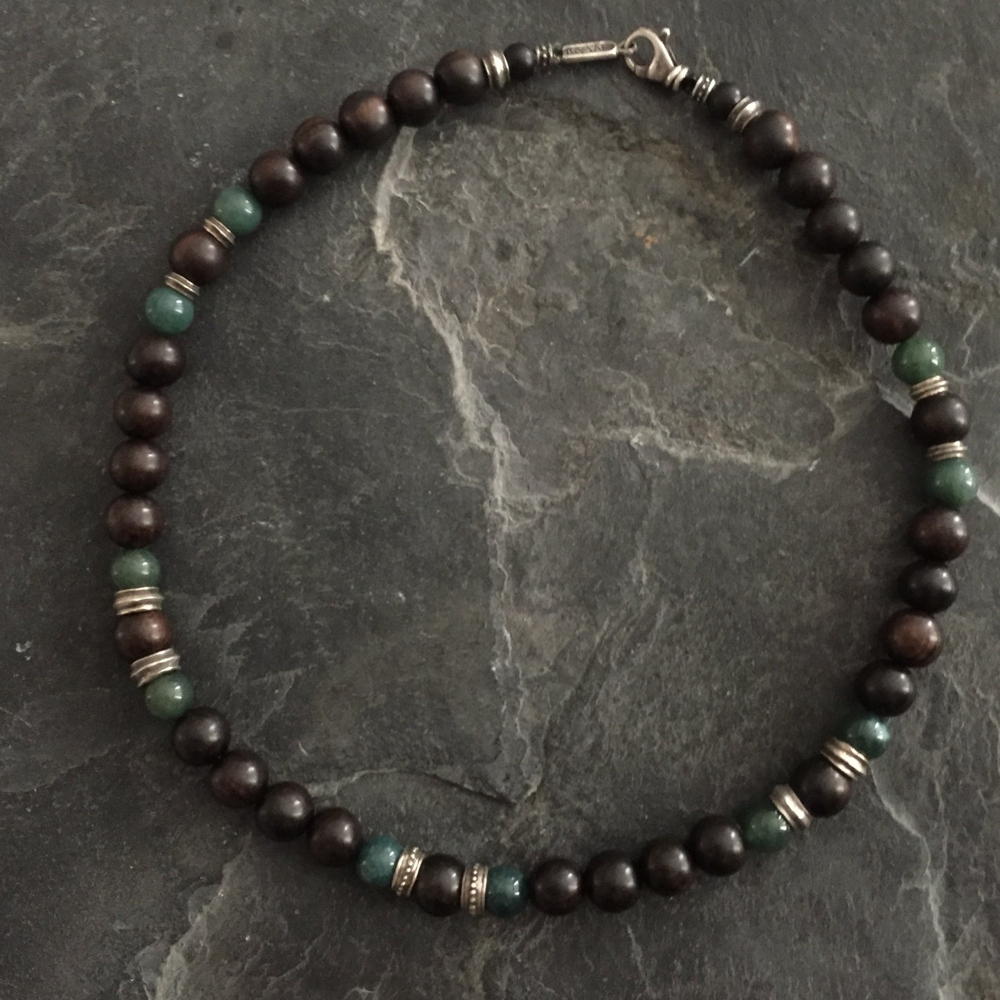 Necklace - Green Agate and Ebony
