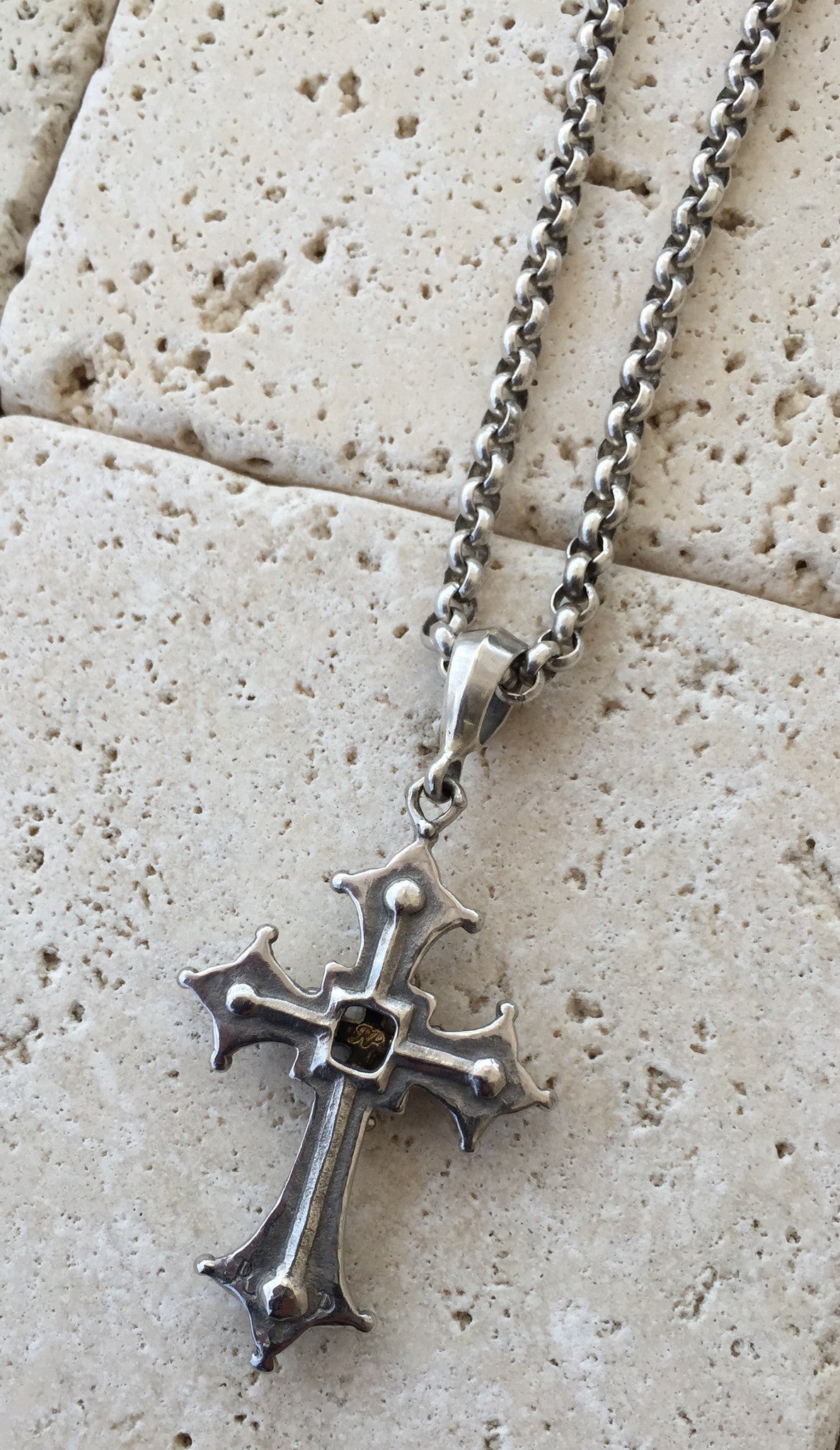 silver necklace with gothic cross by Roman Paul