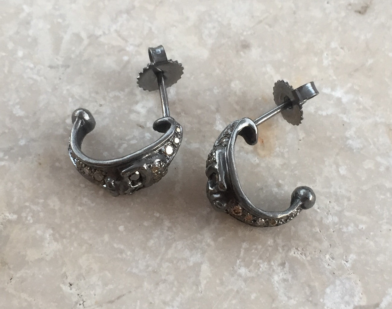 Earrings - Diamond Skull Hoops