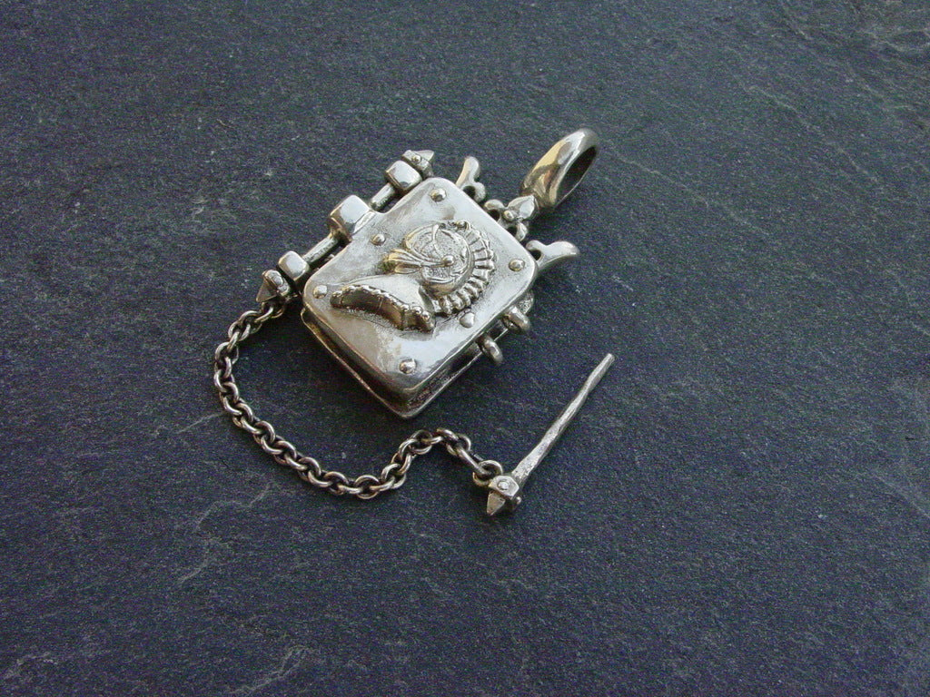 Sterling Silver Crowned Locket with Knight Helmet Profile