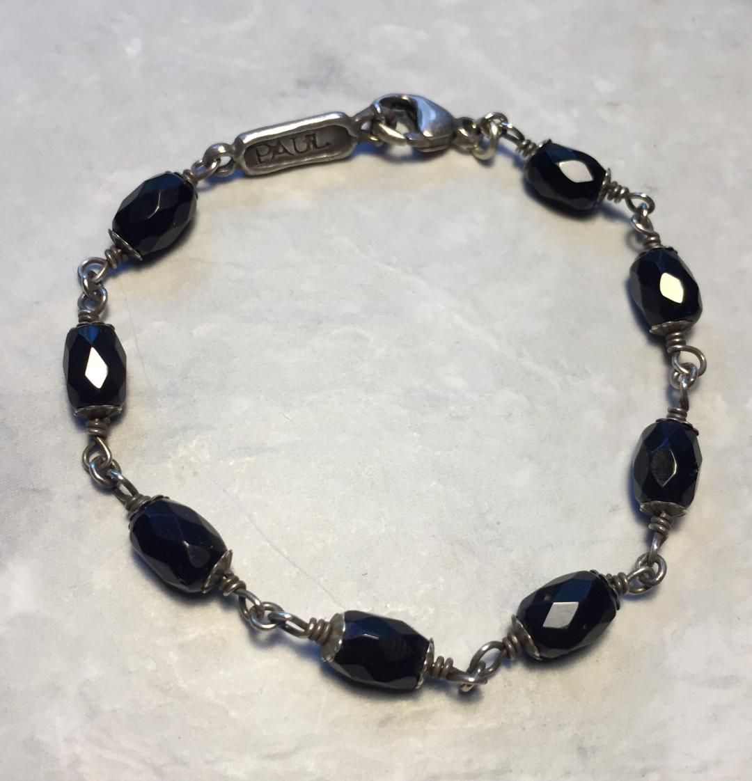 Bracelet - Faceted Onyx Beads