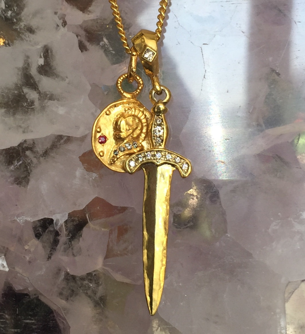 Necklace - Sword with Knight Medallion