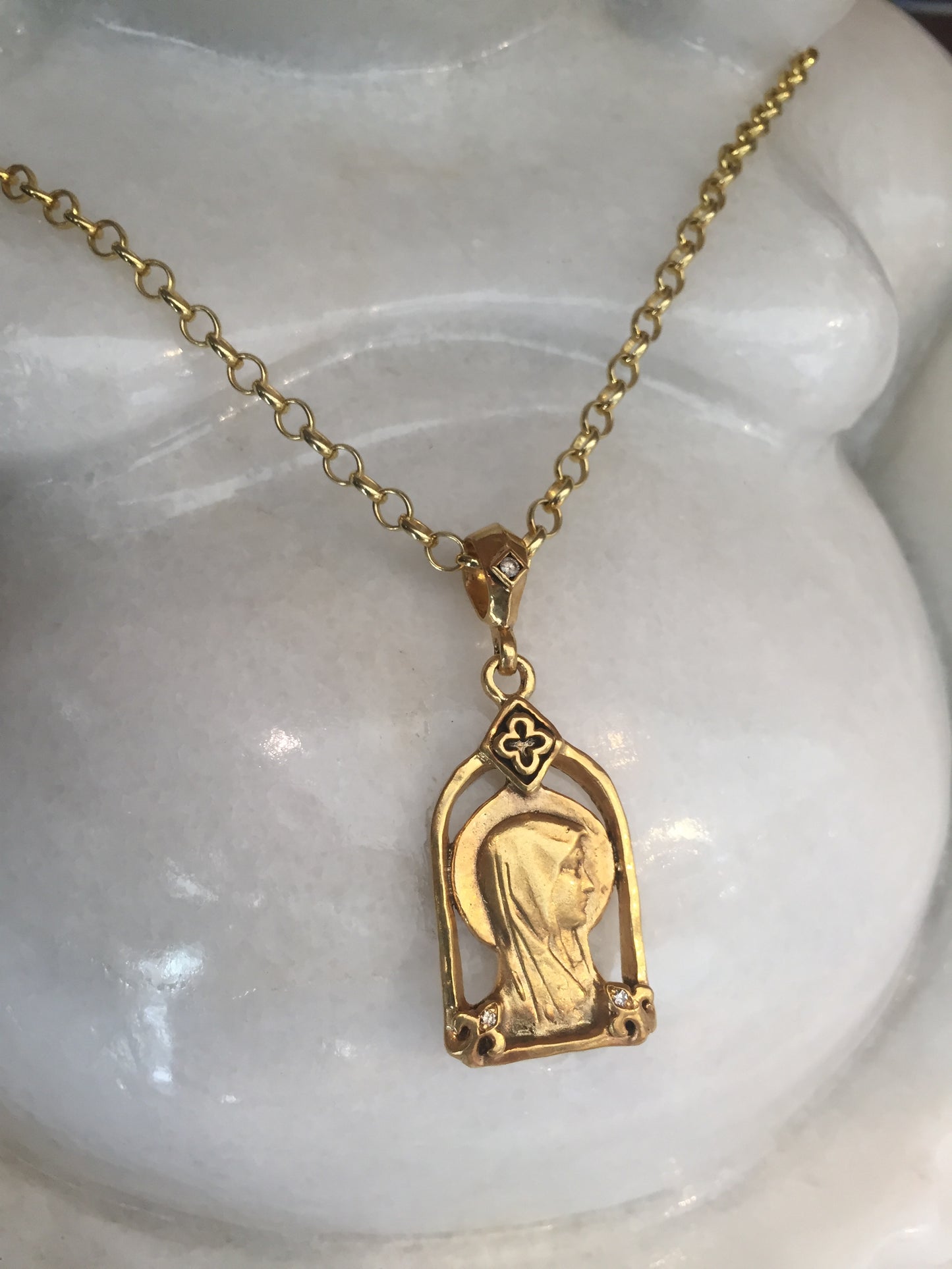 Necklace - Madonna in sterling silver 18k gold plated by Roman Paul Jewelry