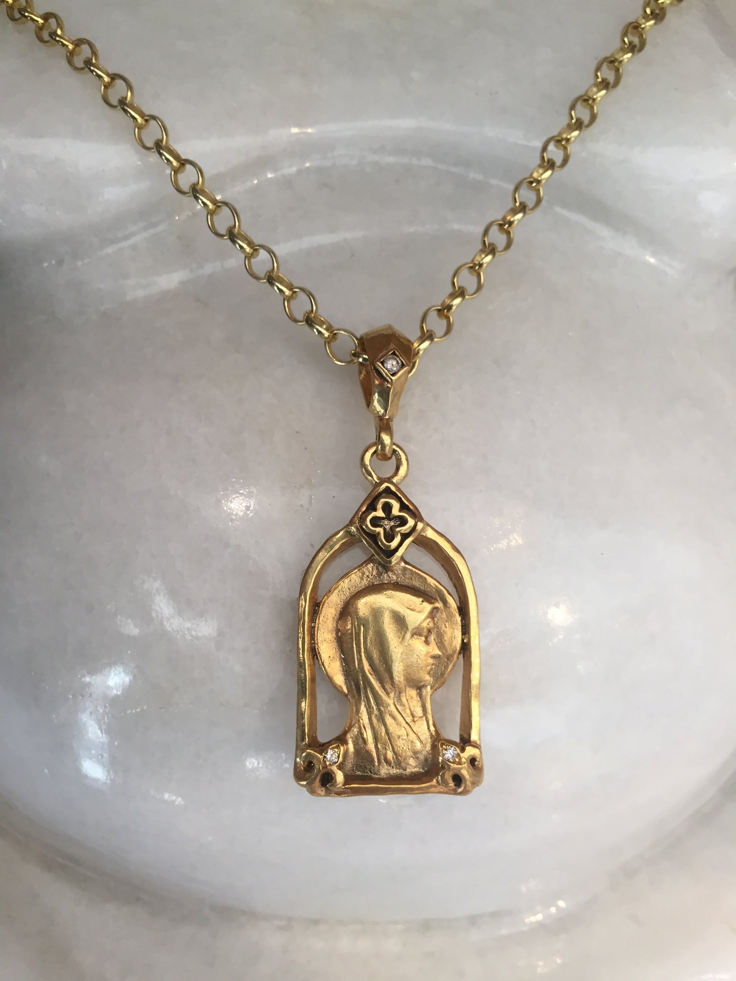 Necklace - Madonna in silver with 18k gold finish by Roman Paul