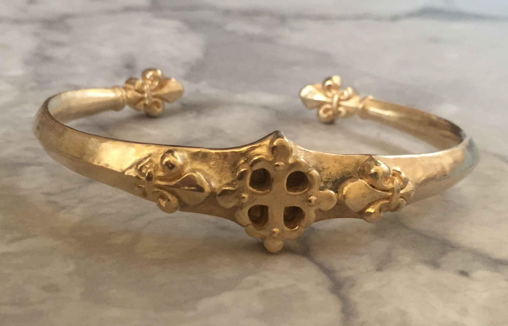 Bracelet - Gold Renaissance Fleur de Lis cuff by Roman Paul