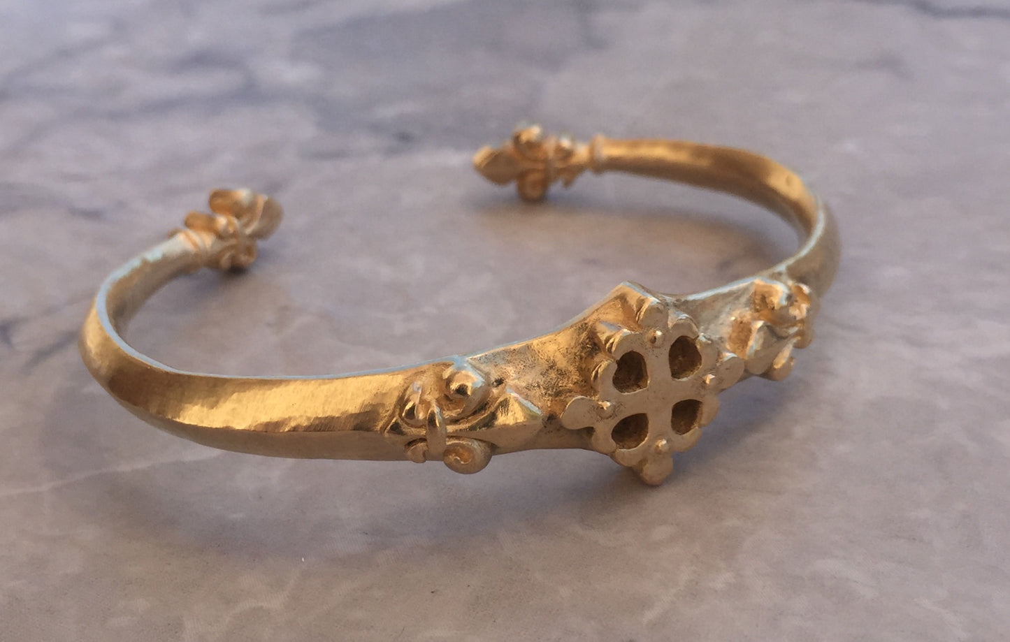 Bracelet - 14k Gold Renaissance Fleur de Lis cuff by Roman Paul