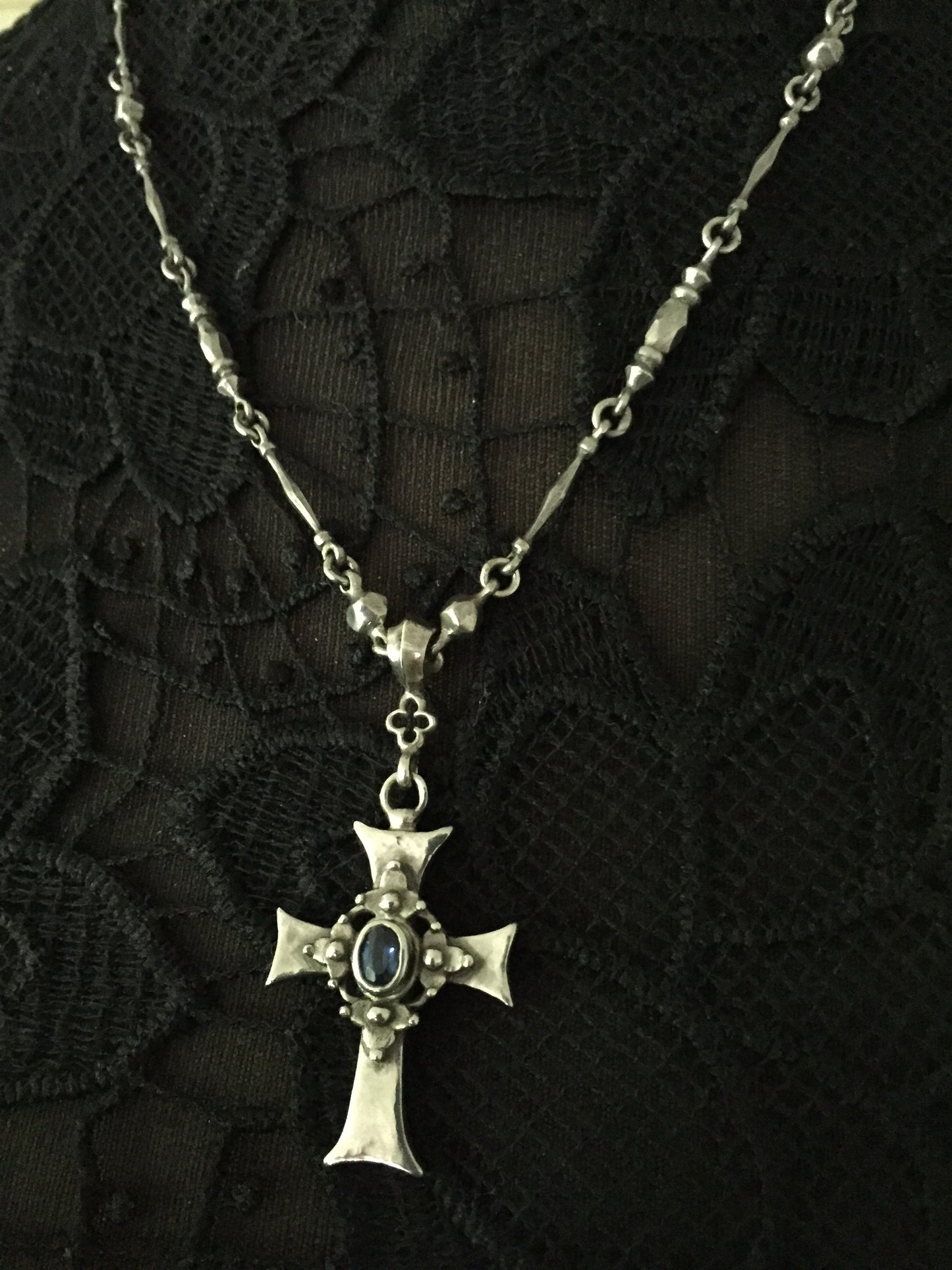 Necklace - Gothic Iolite Cross by Roman Paul