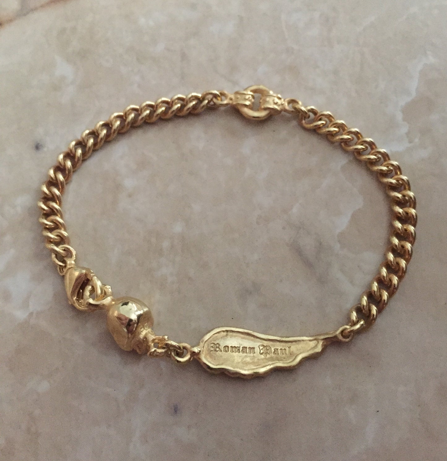 Bracelet - Sterling silver, 18k gold plated - Skull and wing
