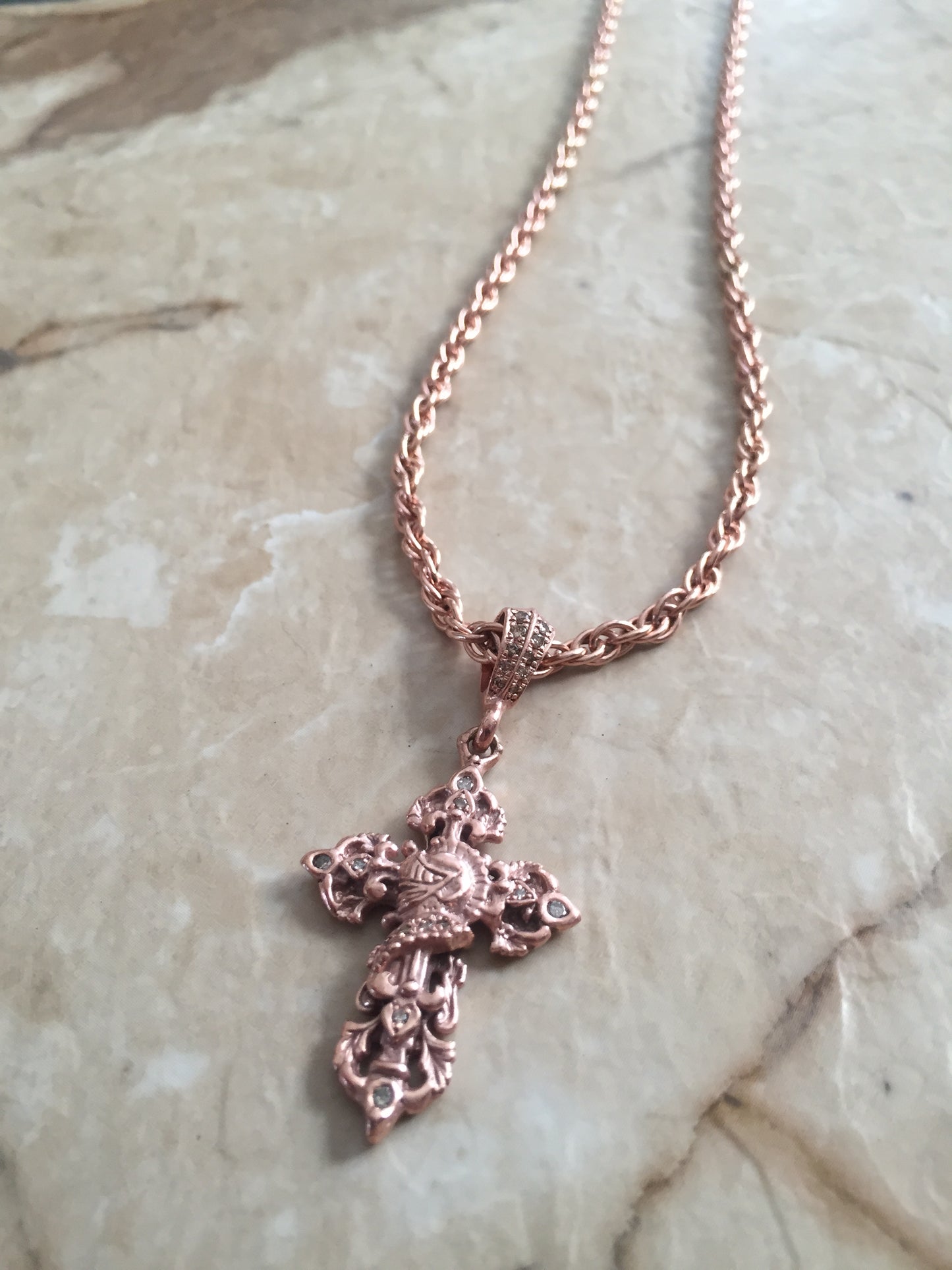 Necklace - Rosegold Silver Knight Cross