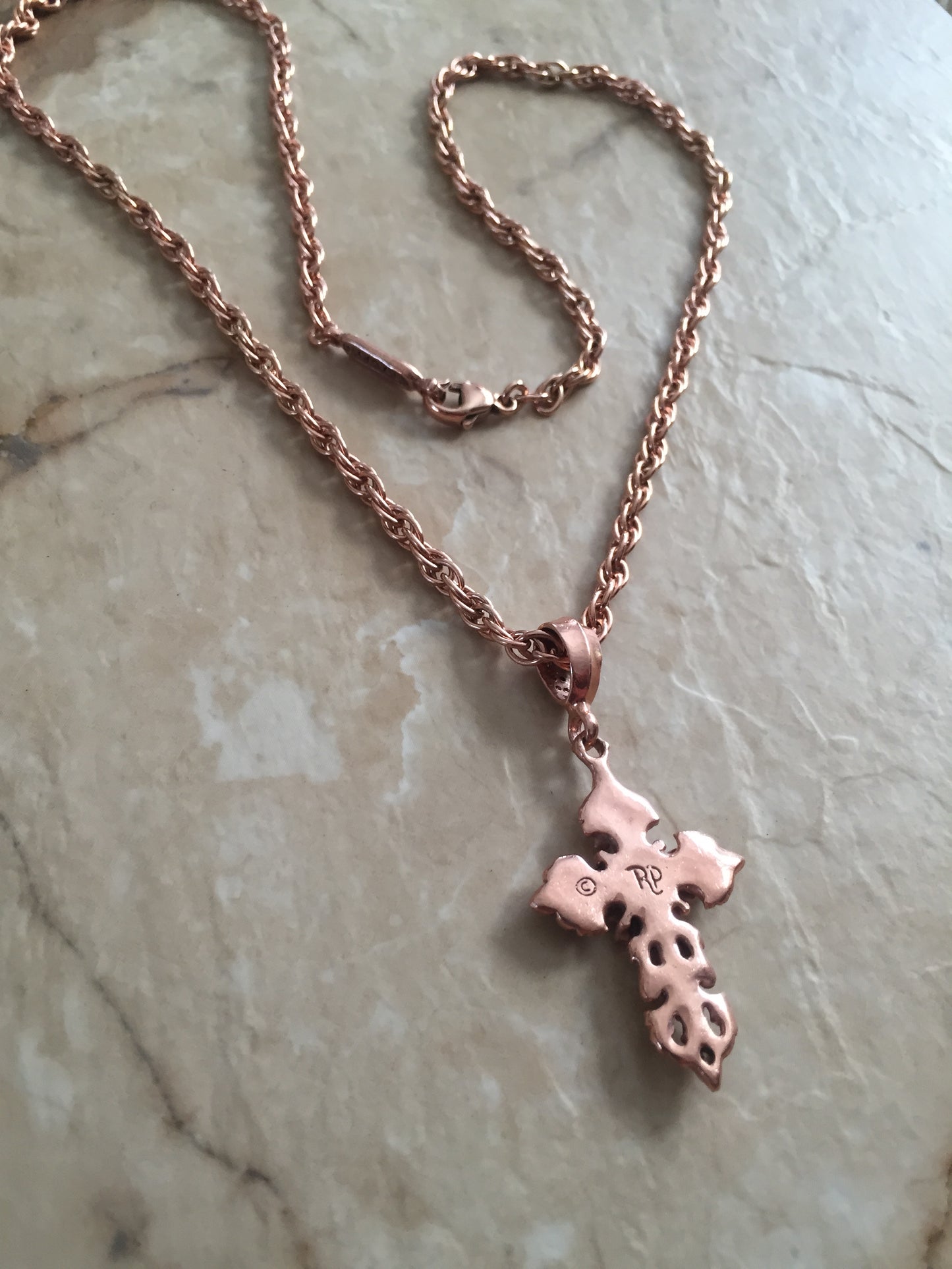 Necklace - Rosegold Silver Knight Cross