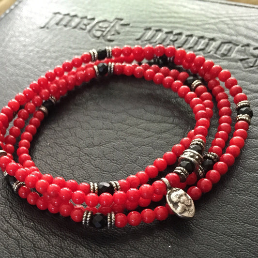Necklace - Red Coral and Coin
