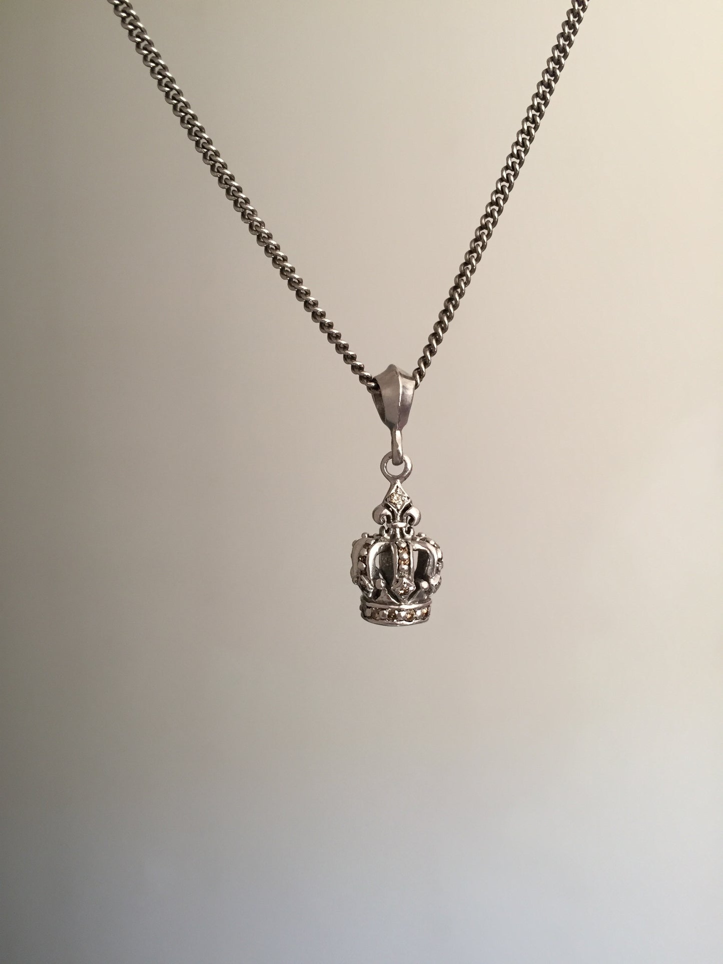 Necklace - Silver Crown & Diamonds