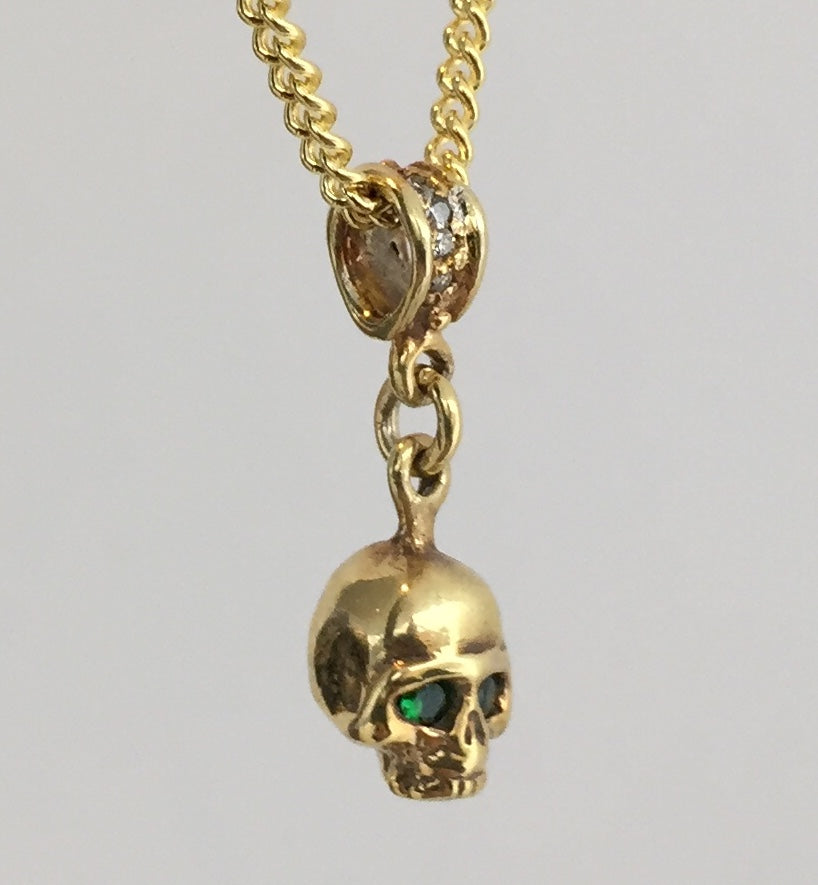 Necklace - Golden Skull with Emeralds by Roman Paul