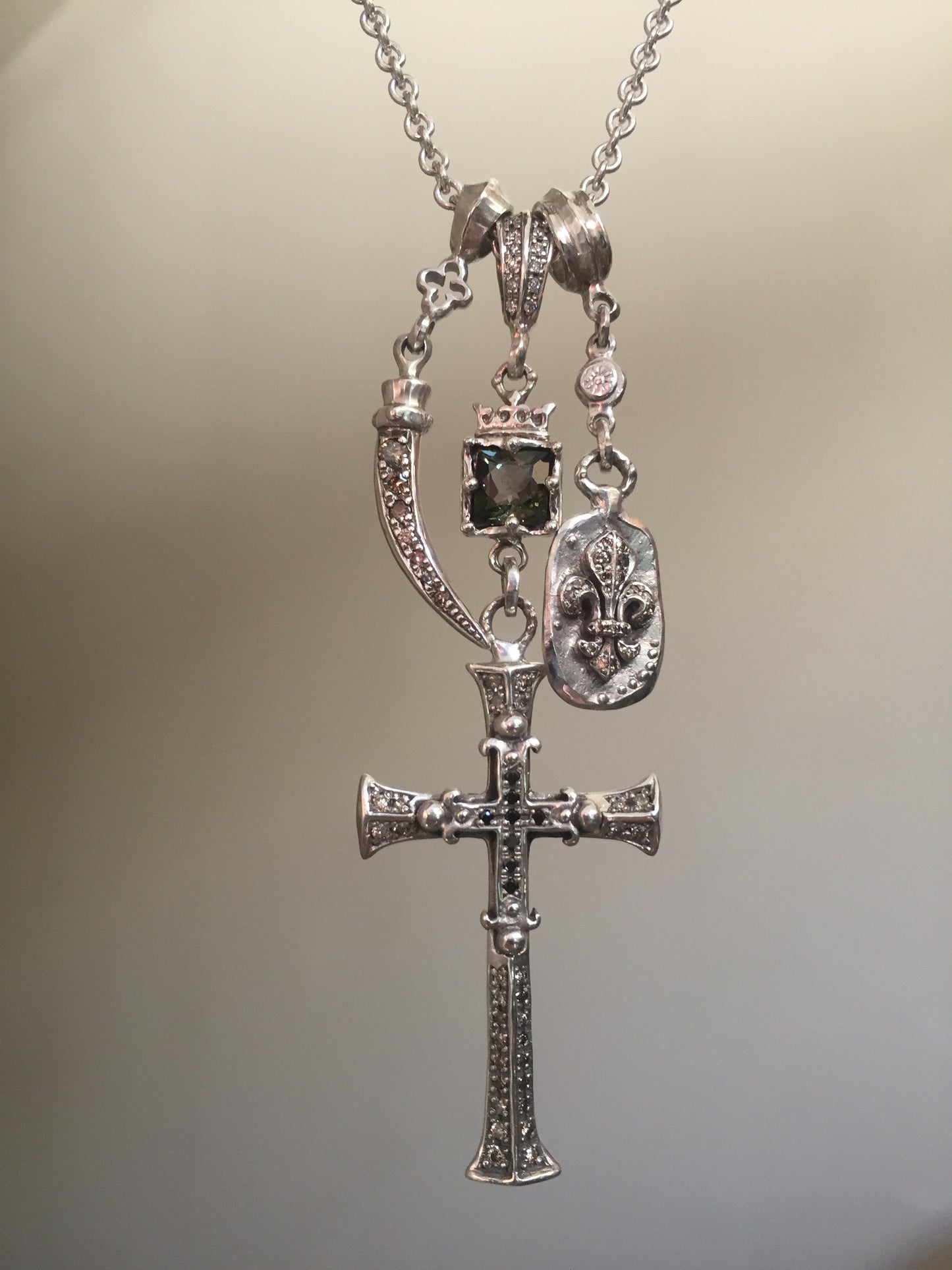 Necklace - Diamond Cross Triple Charm