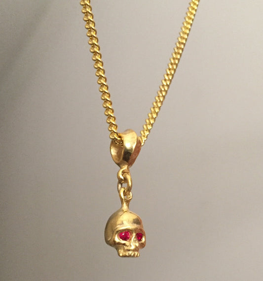Necklace - Golden Skull w Rubies by Roman Paul