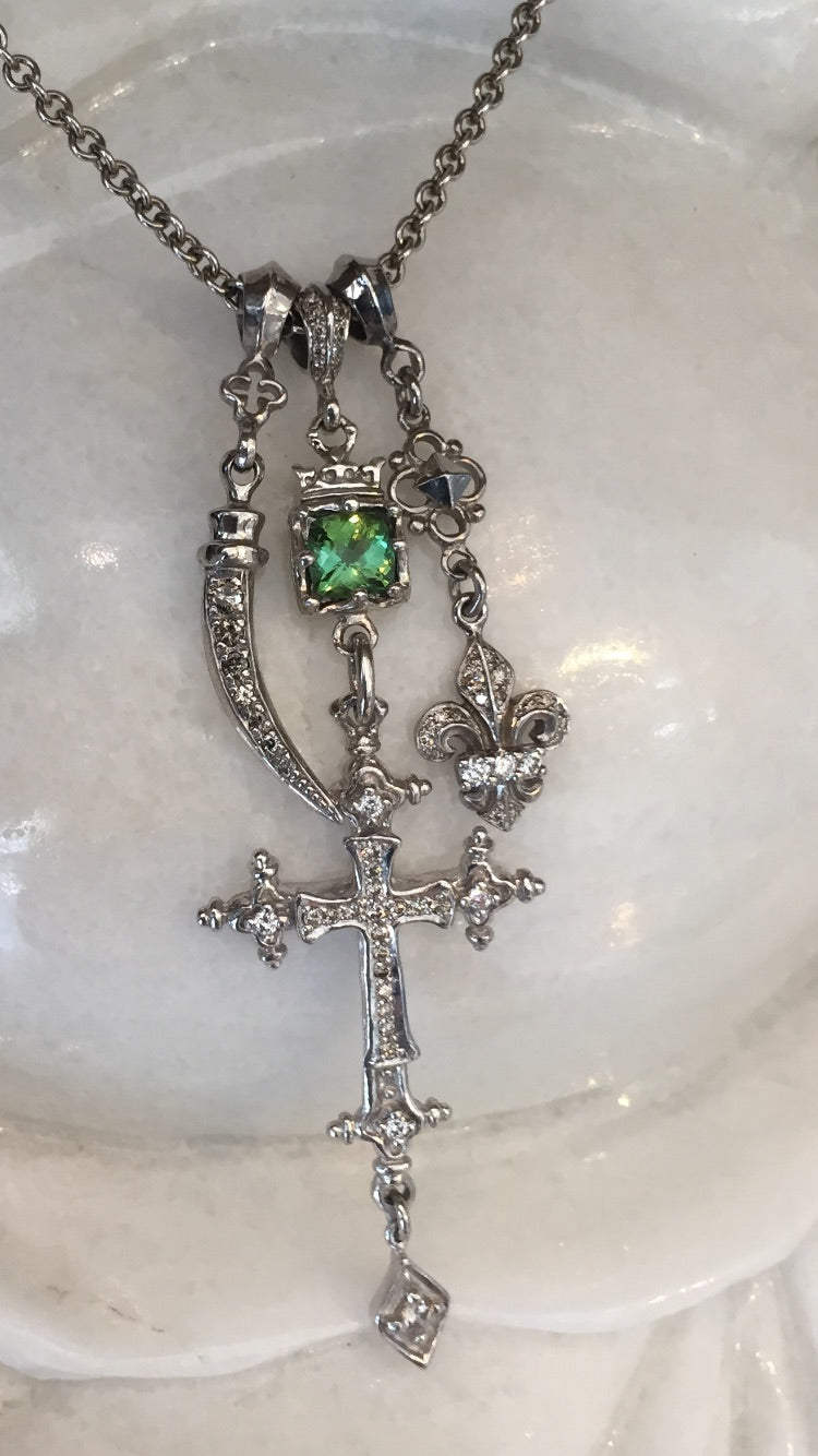 Necklace - Tripple Charm Diamond Cross