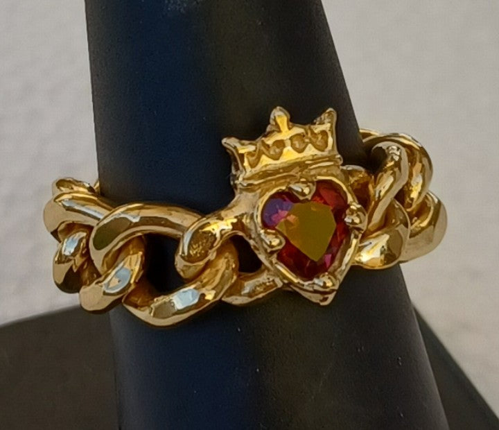 Chain Ring Crown Heart