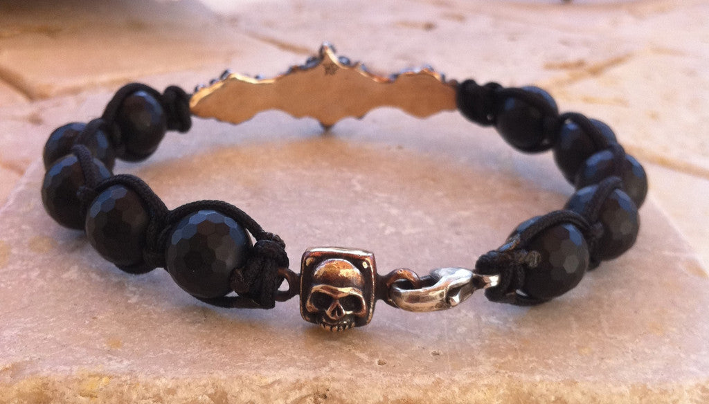 Bronze Ornament Skull Bar Onyx  Beads