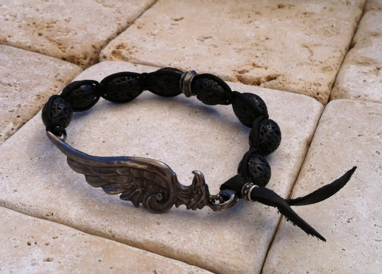 Sterling Silver Eagle Head & Wing Bracelet by Roman Paul