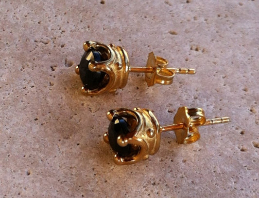 Gold Plated Silver Crown Earrings