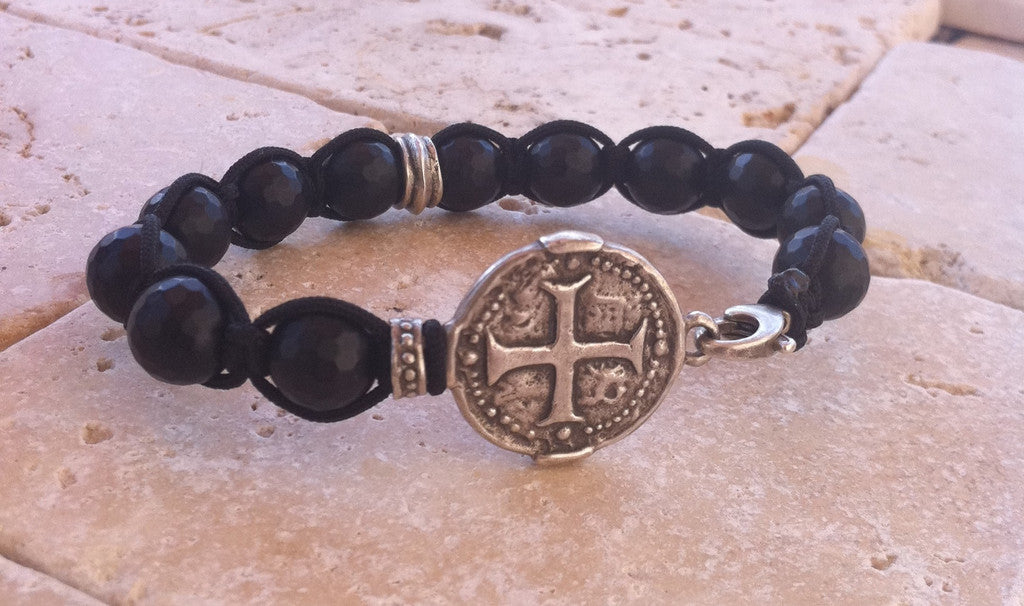 Sterling Cross Coin Bracelet by Roman Paul