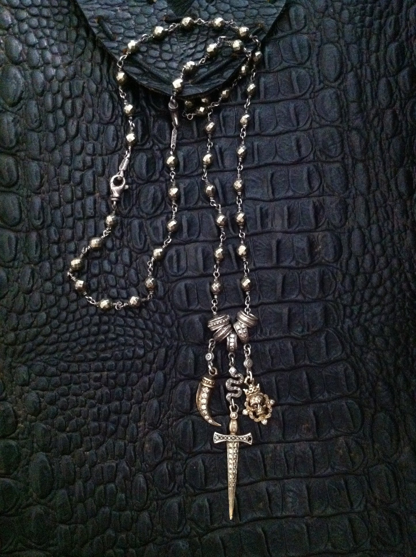 Silver Necklace "Snake with Sword"