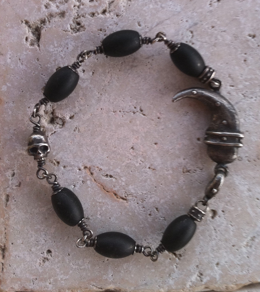 Sterling Silver Skull & Jaguar Claw Bracelet