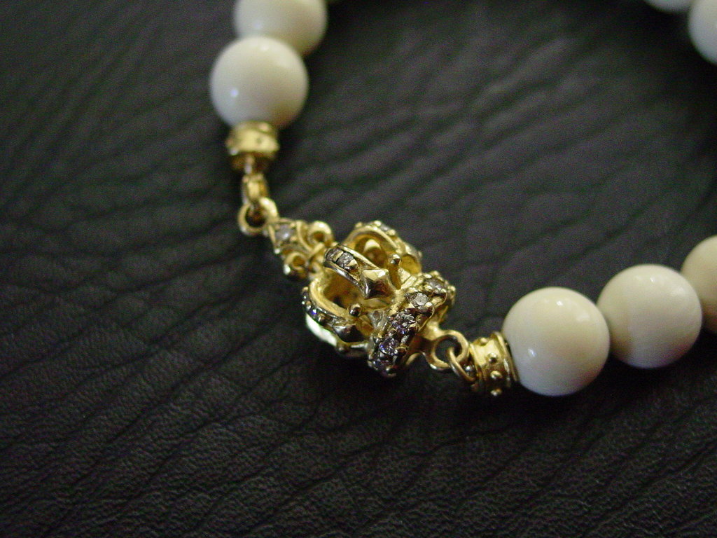 Gold Crown & Coral Beads